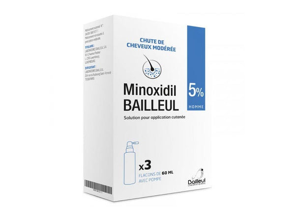 Minoxidil Bailleul 5% Solution pour Application Cutanée - 3x60ml