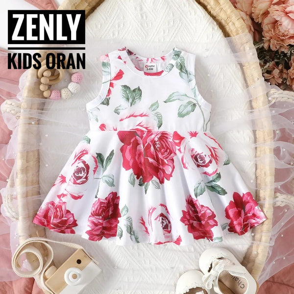 Robe Bébé Fille – Sans Manches & Motif Fleuri 🌸 - JD