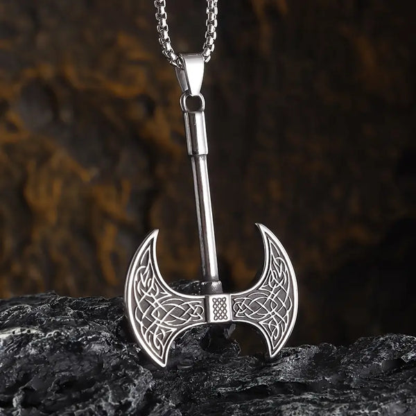 Collier Pendentif Hache à Nœud Celtique Rétro  Bijou unisexe en alliage de zinc – 1 pièce