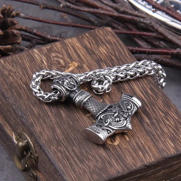 Collier Pendentif Viking Dragon Hammer – Homme  Bijou en alliage de zinc