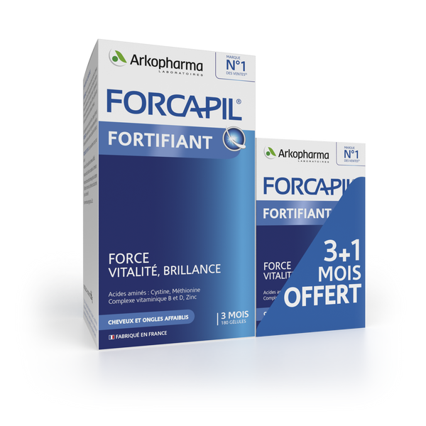 Forcapil® Fortifiant Cheveux et Ongles - Lot 3 Mois + 1 Mois Offert