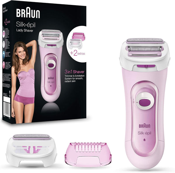 Braun Silk-épil Lady Shaver 5-360 Rose, Appareil Pour Femme 3-En-1