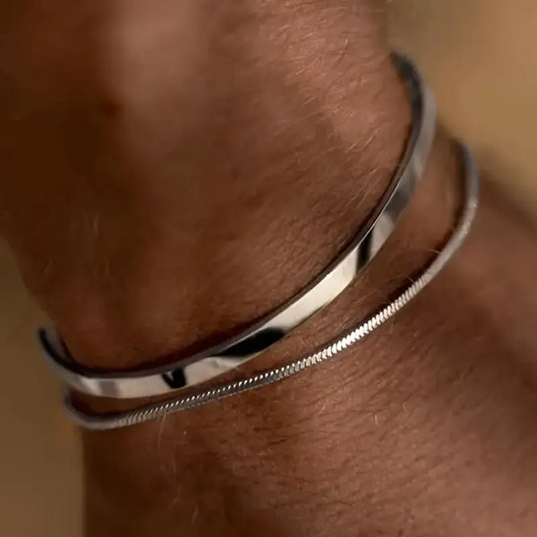 Ensemble de Bijoux de Mode – Homme  Bracelets Empilables en Acier Inoxydable