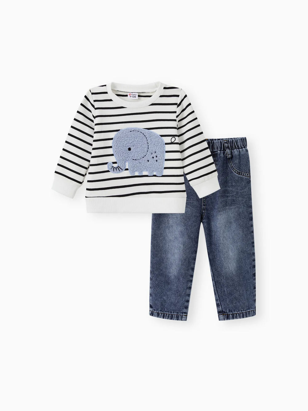 Ensemble Bébé Garçon Sweat Imprimé + Jean Déchiré 6-24 Mois – Tenue Tendance Automne/Hiver Printemps